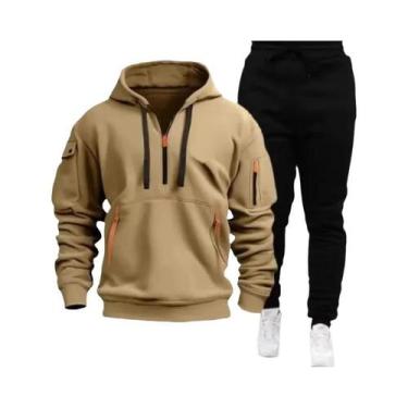 Imagem de Conjunto De Fitness Masculino Para Outono E Inverno Com Moletom Com Zí