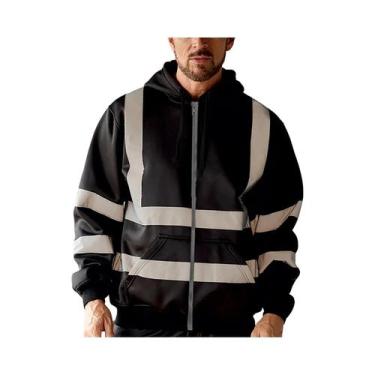 Imagem de Moletom Masculino Com Capuz E Faixa Refletiva, Manga Longa, Com Zíper,