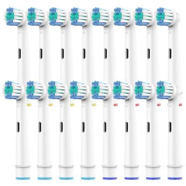 Imagem de Cabeças de escova de dentes para Oral B, pacote com 16 cabeças de substituição de escova de dentes elétrica profissional de cerdas duplas macias médias para substituição de cabeças de escova de dentes