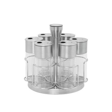 Imagem de Porta Temperos Aço Inox com Base Giratória Realce - 6 Peças - Tramontina