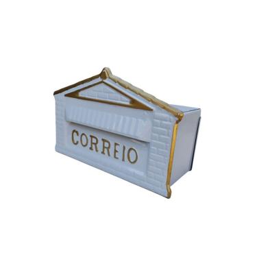 Imagem de Caixa de Correio para Muro A061BOM Cartas com Abertura por Tras Impermeavel Branco Ouro Minas