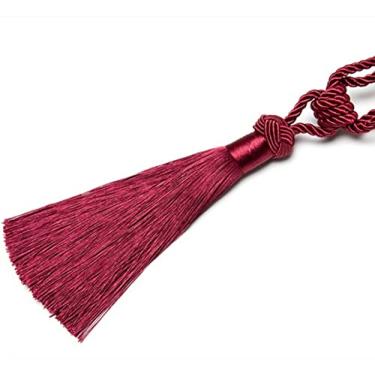 Imagem de 1 peça Suporte de Cortina Tieback Acessório de Cortina Feito à Mão Borlas Bola Pendurada Franja Amarração Traseira Cortina Borla Decoração de Casa, vermelho, 2 peças