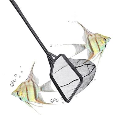 Imagem de Rede de peixes de aquário, leve, de nylon e peixe, rede de pesca quadrada, rede de camarão, rede de peixe, regata de pesca, ferramenta de limpeza com cabo de plástico (G)