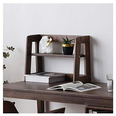 Imagem de KIZQYN Estante de livros de mesa estante para casa estantes multifuncionais mesa de escritório rack de documentos rack de armazenamento para sala de livros (cor bege/marrom) estante (cor: marrom)