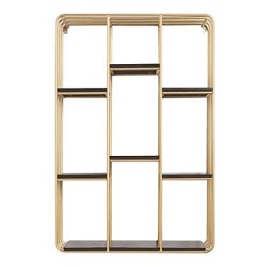 Imagem de KIZQYN Estante de parede prateleira de parede para quarto prateleira de livros dourada de ferro forjado moldura decorativa estante