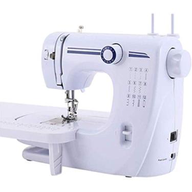 Imagem de Mini máquina de costura doméstica elétrica pequena máquina de costura com Selvedge costura multifuncional automática atualizada