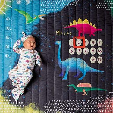 Imagem de Tapete Para Foto Mesversário Bebê e Atividade Infantil Dupla Face Tema Dino Alce