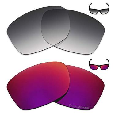 Imagem de Mryok+ 2 pares de lentes polarizadas de substituição para óculos de sol Oakley Jupiter Squared – Cinza dégradé tingido/Midnight Sun