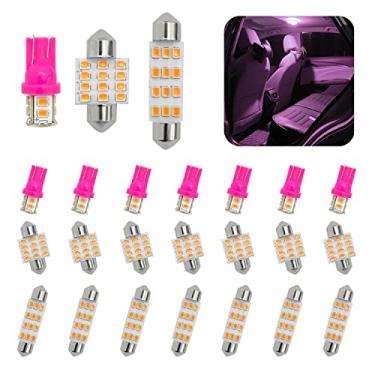 Imagem de tobenbone Conjunto de 24 peças de lâmpadas LED para carro, T10 31 mm 41 mm lâmpadas de substituição para luzes interiores de carro, luzes de mapa, luzes de porta, luzes de cortesia (rosa)