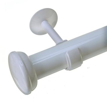 Imagem de Kit Varão De Cortina 28mm 3m Ponteira Meia Lua Couselo Branco