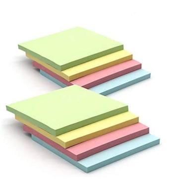 Imagem de Emraw Sticky Notes Stick It Stickies, Simples Pequeno 7,62 cm x 7,62 cm Quadrado Pastel Aquarela Removível Bloco de Notas para Escritório, Casa, Escola – Pacote com 8 Blocos