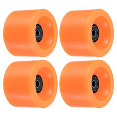 Imagem de PATIKIL Rodas Longboard 78A de 70 mm com rolamentos ABEC-9 pretos, pacote com 4 rodas macias Cruiser rodas de rua para skates, rodas de skate PU, laranja