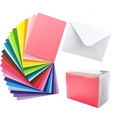 Imagem de Pacote com 60 cartões e envelopes coloridos em branco A7, 12,7 x 18 cm, 24 cartões comemorativos dobrados de cores sortidas, envelopes brancos autoselados e cartões de agradecimento para convites,