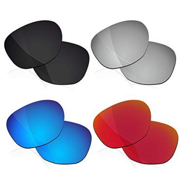 Imagem de RockShell Lentes polarizadas de substituição para óculos de sol Oakley Garage Rock OO9175 - Preto Jet + Vermelho Lava + Azul gelo + GT Prata