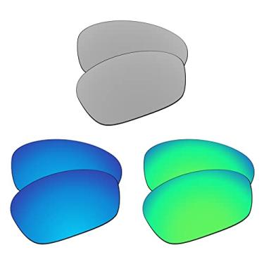 Imagem de EZReplace Lentes de reposição para óculos de sol Oakley Juliet (lentes polarizadas) – Serve para armação Oakley Juliet (metal prata + azul gelo + verde primavera)