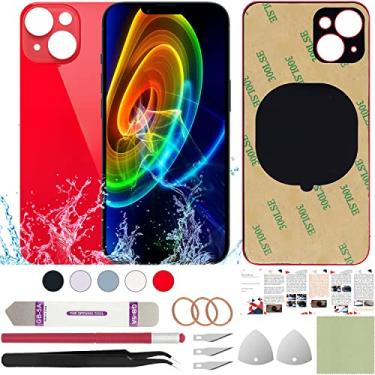 Imagem de ReuWeu Capa de vidro de substituição traseira compatível com iPhone 14 Plus de 6,7 polegadas + ferramentas profissionais (vermelha)