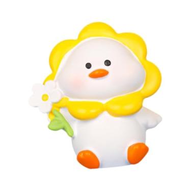 Imagem de Generic Bonito desenho animado pato estátua pequena escultura decorativa miniatura figura desktop ornamento para quarto mesa sala de estar gabinete, com Capacete Amarelo