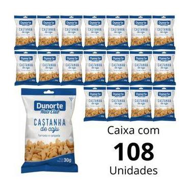 Imagem de Castanha De Caju Torrada E Salgada Dunorte Pacote De 30g Caixa Com 108