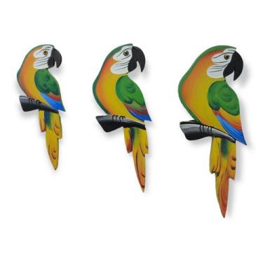 Imagem de Trio De Arara P Decorativo De Parede Mdf Kit Decoração Casa Jardim - A