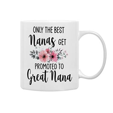 Imagem de QASHWEY Nana Gifts Caneca de café, Only the Best Nanas Get Promoted to Great Nana xícaras de café de cerâmica 325 ml, presentes de aniversário de avó para mulheres, presentes de dia das mães,