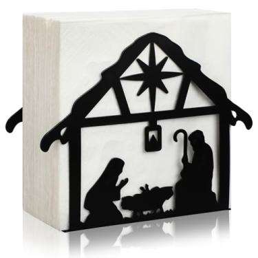 Imagem de Nuogo Porta-guardanapos de Natal para mesas de presépio de metal para coquetéis porta-guardanapos pretos para guardanapos de papel, dispensador de papel de seda vintage para armazenamento, fazenda,