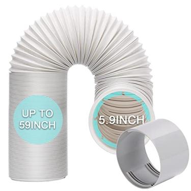 Imagem de HOXHA Mangueira de ar condicionado portátil com acoplador rosca anti-horário de 5,9 polegadas mangueira de duto de exaustão AC tubo universal acessórios de peças, 150 cm de comprimento,