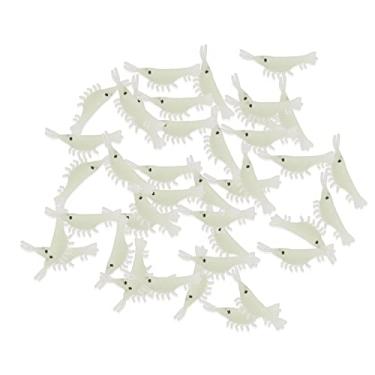 Imagem de SING F LTD 60 peças iscas de pesca de plástico macio luminoso brilhante isca de camarão isca de pesca de camarão artificial suprimentos de pesca para água salgada equipamentos de pesca de água doce