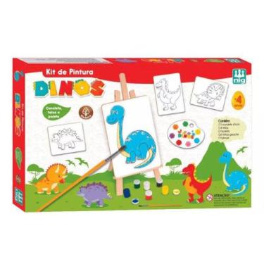 Imagem de Kit de Pintura Dinos Madeira Cavalete 45cm Nig