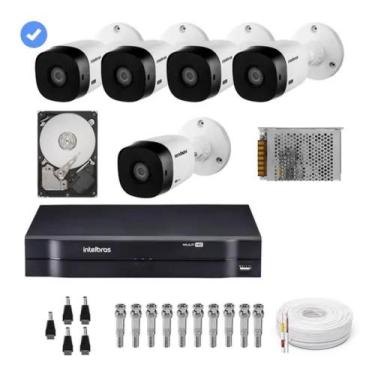 Imagem de Kit Cftv 5 Câmeras Hd 720p 1mp + Dvr Intelbras Mhdx 8 Canais