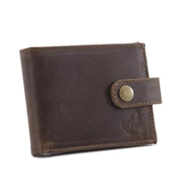 Imagem de Carteira Clássica Porta CNH Cartões em Couro Masculina com Fecho - Use