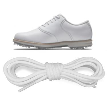 Imagem de NDTEZUGT Cadarços de sapato de golfe para FootJoy, 2,5 mm fino poliéster vestido Oxford cadarços de substituição cordas para botas Chukka, Branco, 45"/115cn