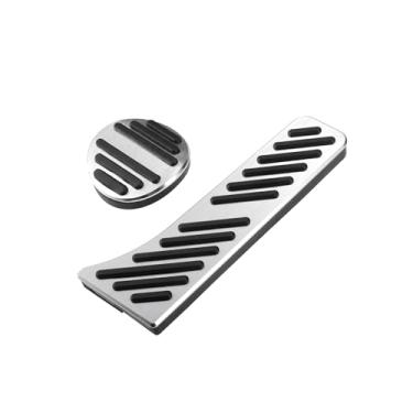 Imagem de A ABSOPRO Capas de pedal de freio e acelerador, para Mercedes Benz Smart Fortwo 2009-2014, metal, tom preto prateado, 1 conjunto de substituição de item