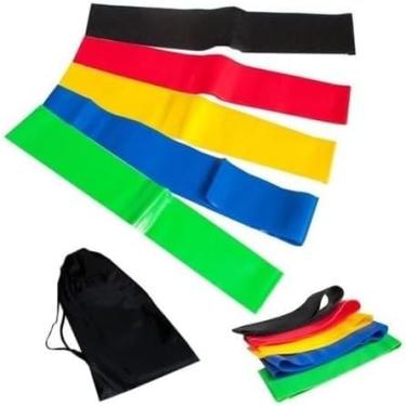 Imagem de Kit 5 Faixas Elásticas Funcional Treino Pilates Fisioterapia Exercícios Em Casa Elástico Com 5 Níveis Fit Forte Academia Alongamento Thera Mini Band Yoga Fortalecimento Muscular Treinamento Funcional