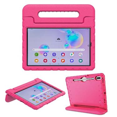 Imagem de Capa infantil para tablet Samsung Galaxy Tab S6 10,5 polegadas 2019 modelos SM-T860/SM-T865/SM-T867 à prova de choque capa de espuma vinílica acetinada leve durável com alça dobrada, suporte rosa