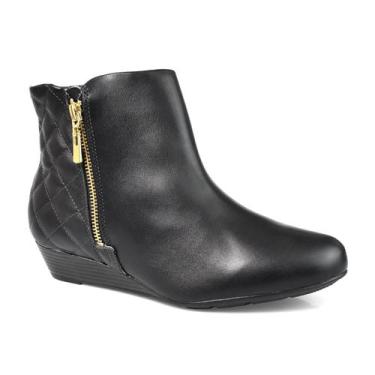 Imagem de Bota Modare Feminina Matelassê Zíper Lateral Preta, Preto, 36