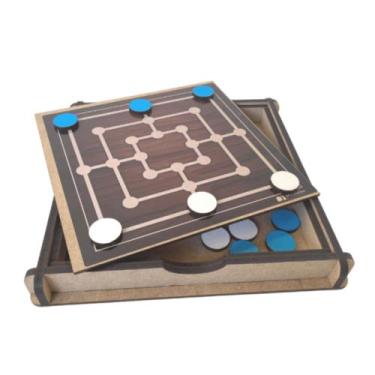 Imagem de Jogo Damas E Trilhas em MDF em Caixa Brinquedo Educativo 2x1 - Maninho