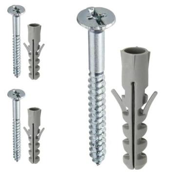 Imagem de Kit 3 Parafusos Com Bucha 12mm Phillips 6,1x65 Aço Fixação Suporte Mov