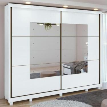 Imagem de Guarda Roupa Casal com Espelho 2 Portas 6 Gavetas Toronto Lopas, Branc