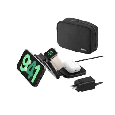 Imagem de Belkin Carregador MagSafe compatível com carregador magnético 3 em 1 carregador de viagem 15W-BoostCharge Pro Carregador sem fio dobrável certificado Qi2, carregador compatível com MagSafe para iPhone