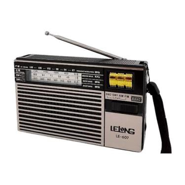 Imagem de Rádio portátil fm/am/sw1-2 cinza com lanterna e  bateria  recarregável