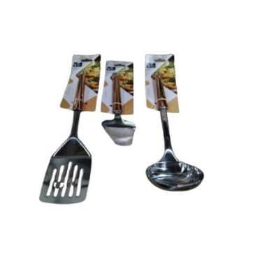 Imagem de Kit Utensílios de Cozinha - Aço Inox Rose Gold Espatula queijo  Concha