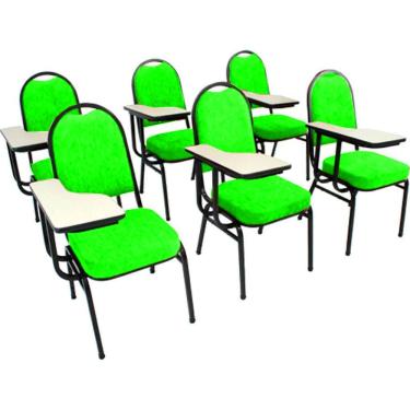 Imagem de Kit com 6 Cadeiras Universitária para Auditórios Linha Hotel Verde