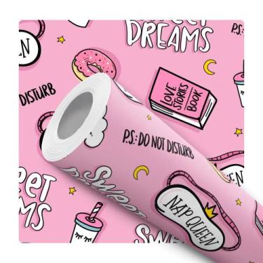 Imagem de Papel de Parede Vinílico Autoadesivo Lavável Floral Rosa Branco e Cinz