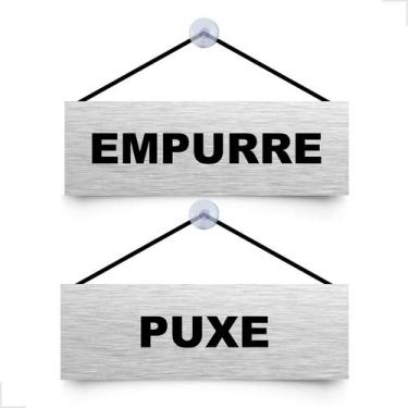 Imagem de Placa De Sinalização De Porta Empurre E Puxe Porta De Vidro 30x10cm - 