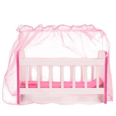 Imagem de Berço para Boneca Reborn Infantil 56cm Grande Rede Protetora - Cegonha
