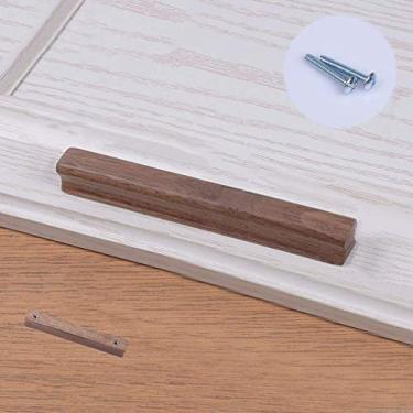 Imagem de Puxador de porta de guarda-roupa de madeira maciça longa, puxadores de gaveta de cômoda de móveis, puxadores de armário de bar de cozinha, puxadores de armário de armário de banheiro, nogueira preta,