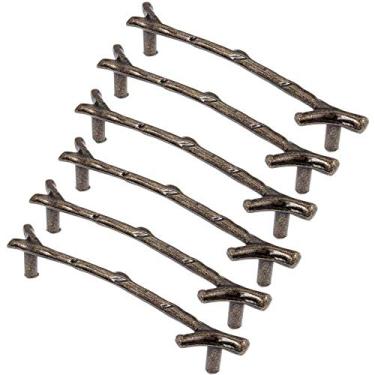 Imagem de Puxador de galho de liga de zinco para armários de cozinha banheiro cômoda gaveta bar ferragens de porta - prata retrô 128 mm centros de furos - pacote com 6 (centros de furo bronze retrô: 5