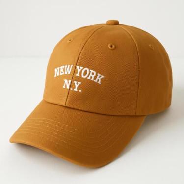 Imagem de Boné NY New York Retro Masculino Aba Curva, Ocre
