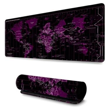 Imagem de Mouse Pad Gamer Profissional Grande Confortavél Anti Derrapante 90x40 - Mapa Mundi Roxo