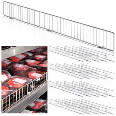 Imagem de Yaocom 20 peças de prateleira de gôndola de varejo trilho de proteção de arame frontal 91,4 cm x 7,6 cm de metal resistente para supermercado Guardrail cromado organização de commodities realçador de